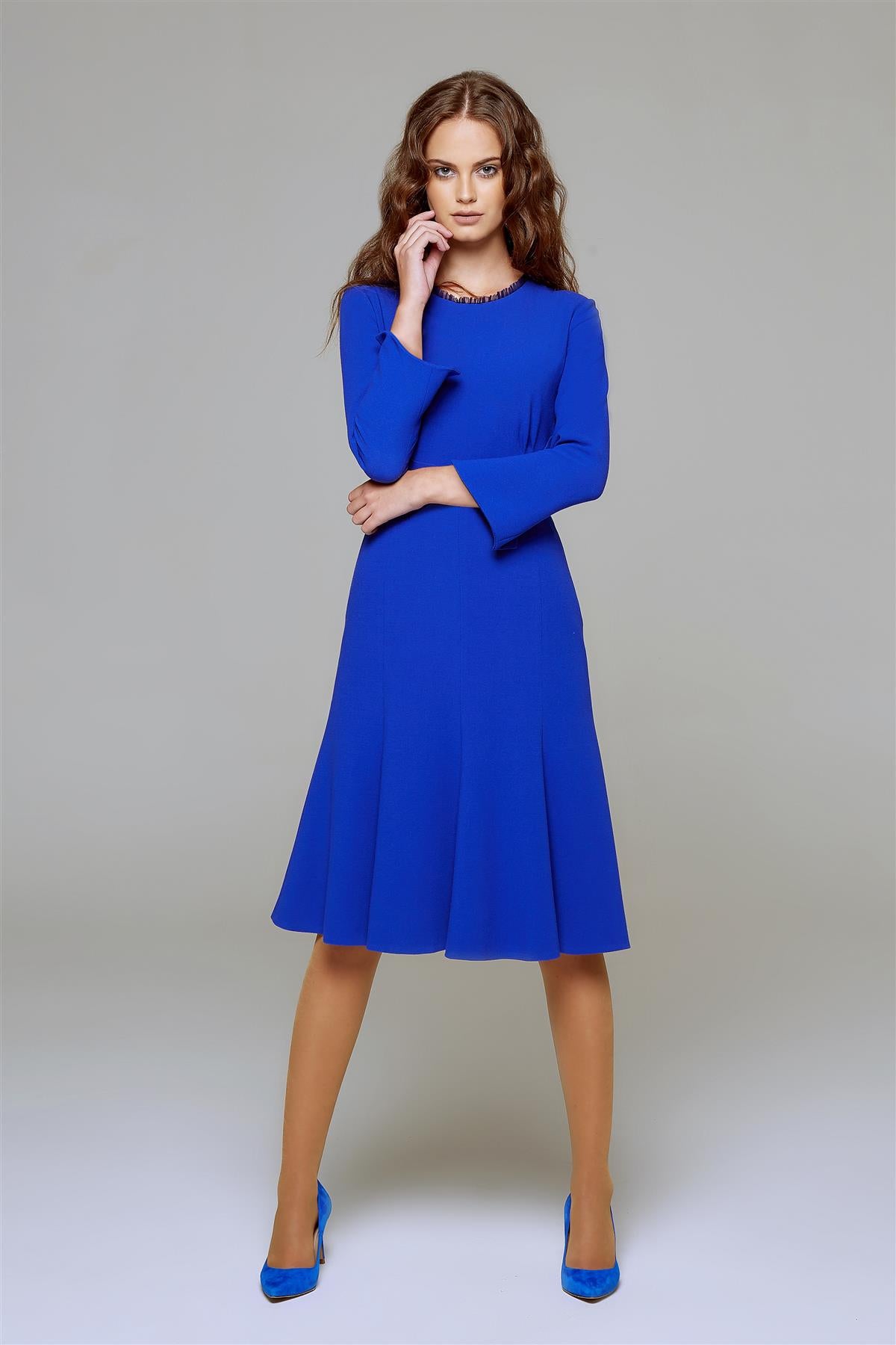 Royal Blue Fluted Dress