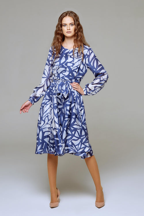 Printed Silk Midi Dress