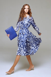 Printed Silk Midi Dress