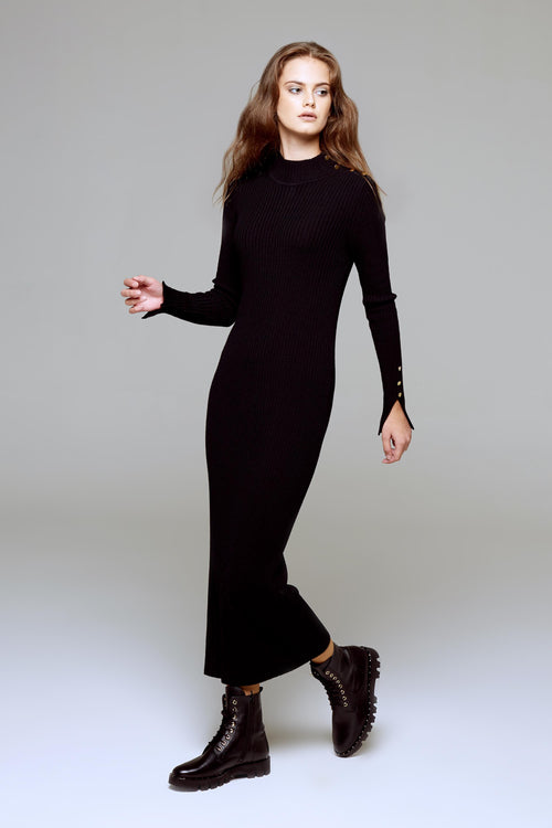 Maxi ribbed wool dress