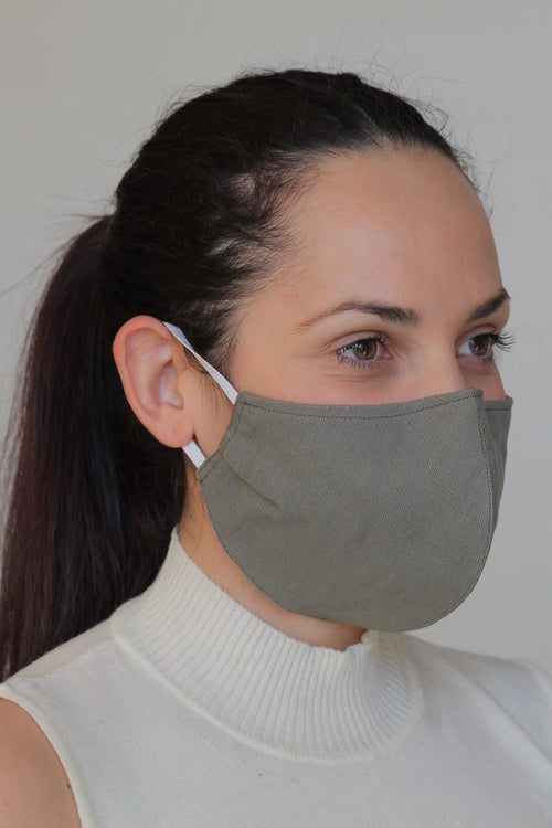 Linen Protective Cloth Mask in Green