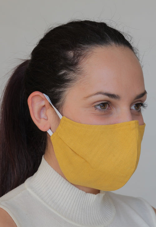 Linen Protective Cloth Mask in Yellow