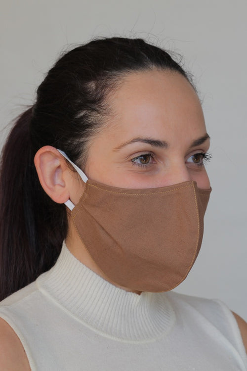 Linen Protective Cloth Mask in Brown