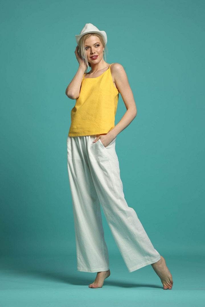 Milano linen camisole with scoop neckline in yellow