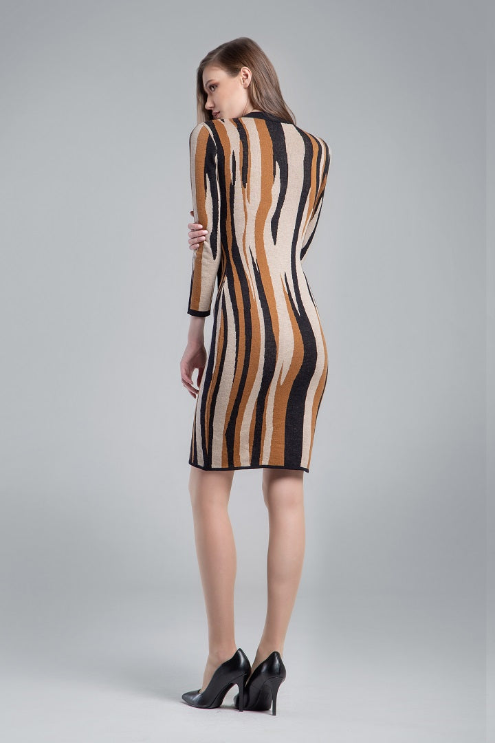 Jacquard-knit dress with animal pattern and button detail