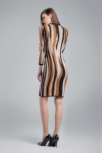 Jacquard-knit dress with animal pattern and button detail