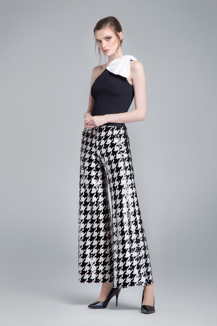 Houndstooth wide leg trousers outlet