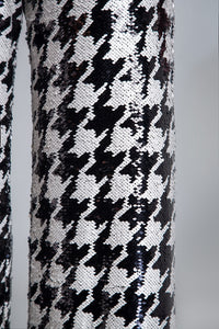 Sequined houndstooth wide-leg trousers