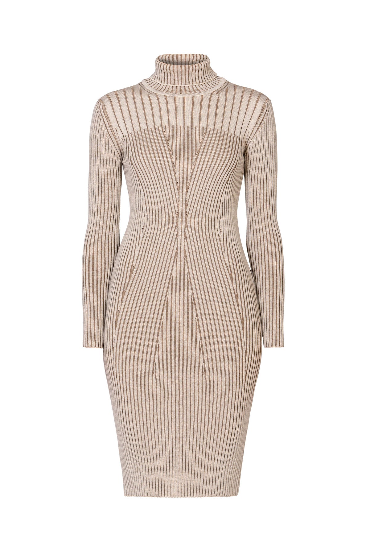 Oatmeal two-tone ribbed knit dress