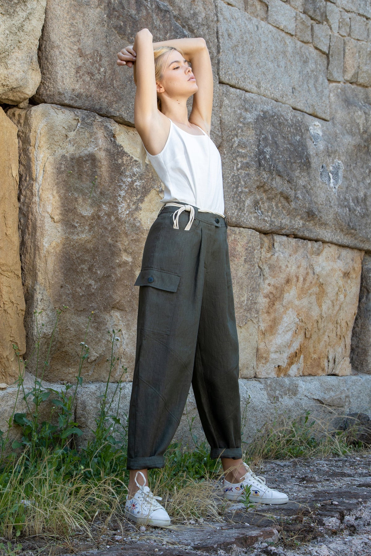 Marrakesh linen cargo trousers