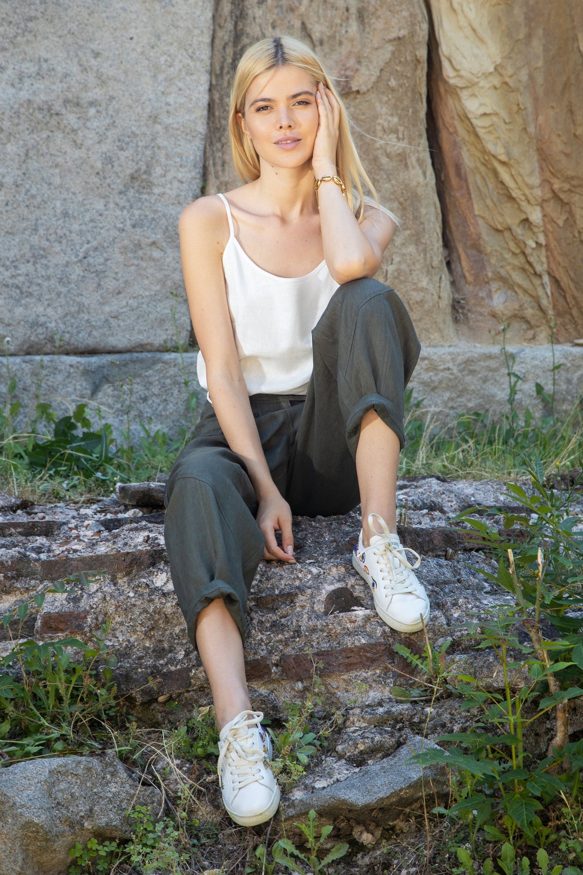 Marrakesh linen cargo trousers