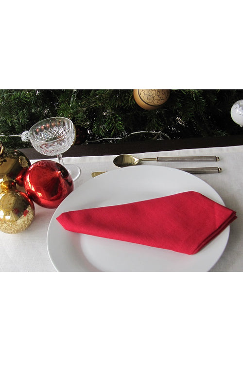 Set of 4 Linen Napkins – Red