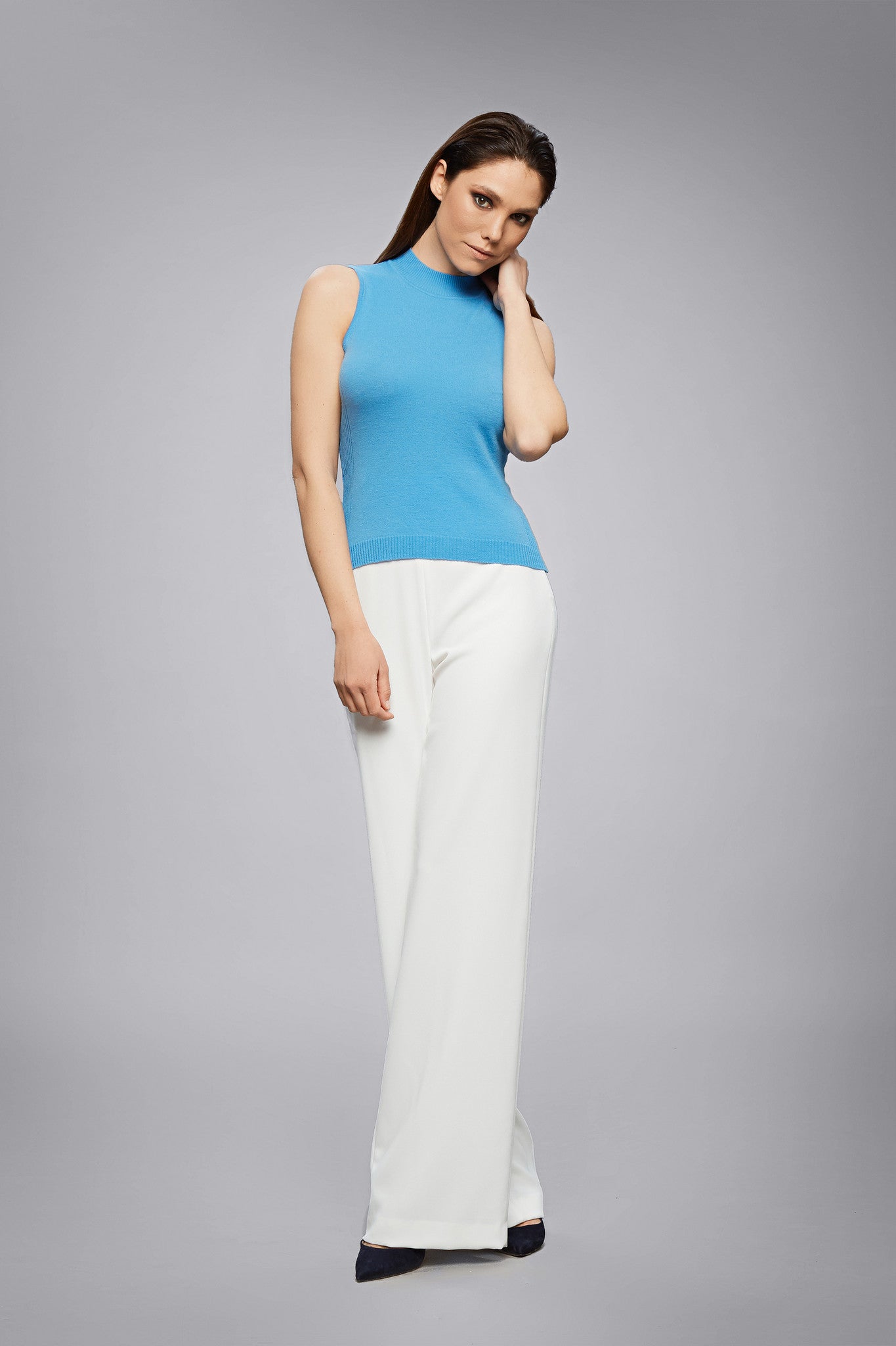 Sky Blue Merino Wool Sleeveless Top