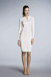 Ivory soft merino wool-blend knitted dress
