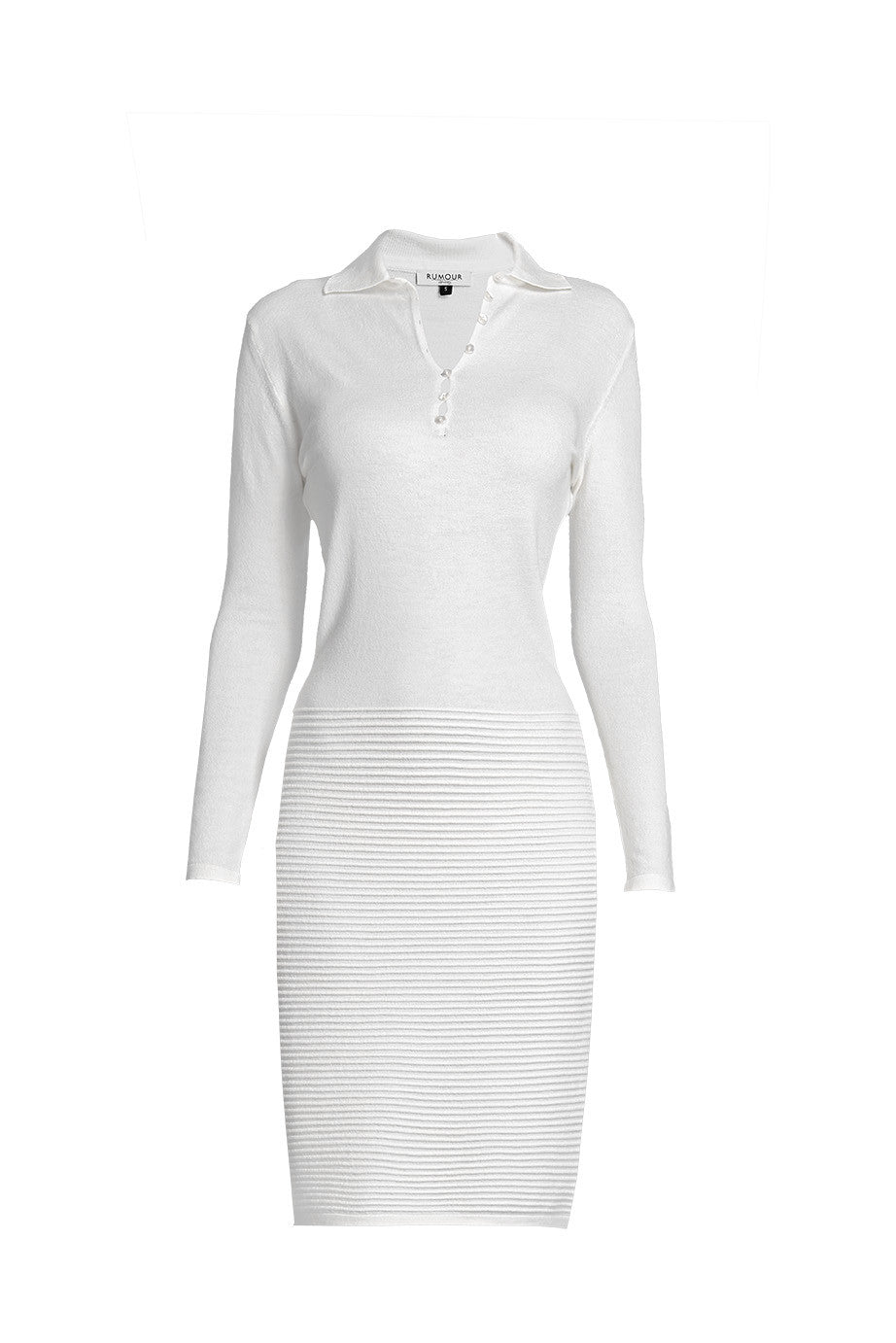 Ivory soft merino wool-blend knitted dress