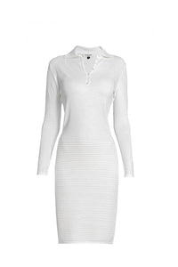 Ivory soft merino wool-blend knitted dress