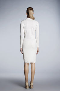 Ivory soft merino wool-blend knitted dress