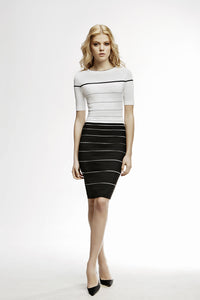 Striped Monochrome Bodycon Dress