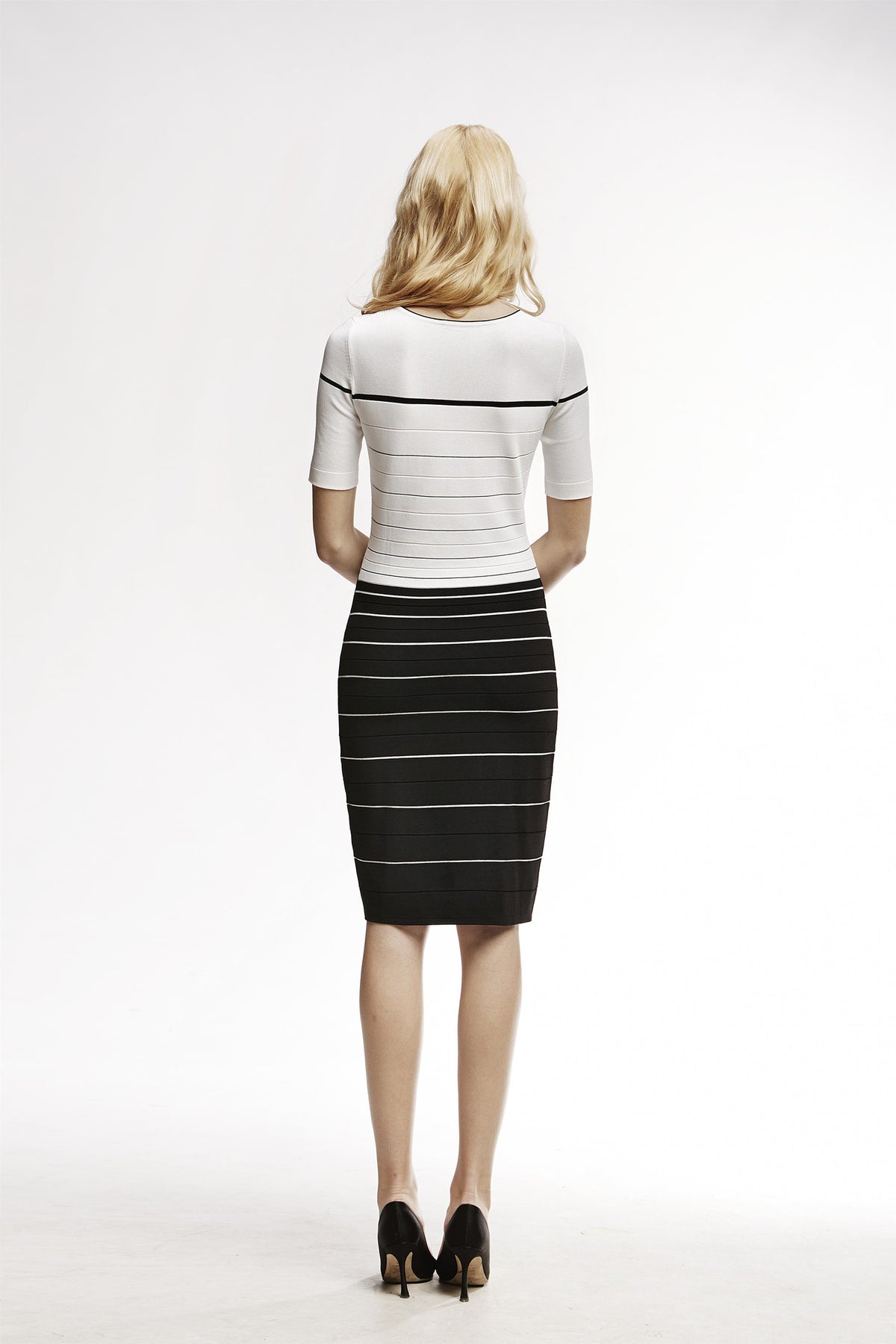 Striped Monochrome Bodycon Dress
