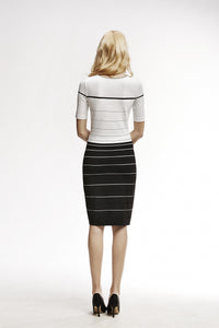 Striped Monochrome Bodycon Dress