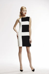 Striped Silk Sleeveless Dress In Black