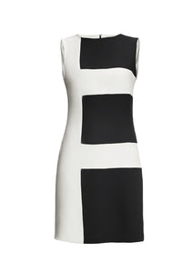 Striped Silk Sleeveless Dress In Black