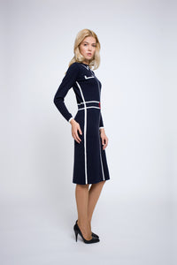 Knitted jacquard dress in Midnight blue