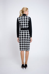 Houndstooth merino wool knitted dress