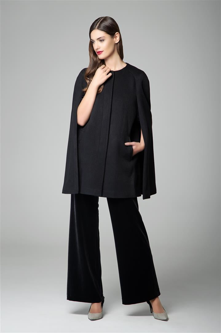 Wool and cashmere-blend cape coat in black