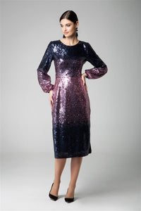 Midi sequin ombré dress with side slits