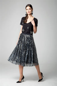 Midi sequin skirt in silver