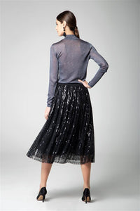 Midi sequin skirt in black