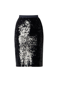 Sequined velvet pencil skirt