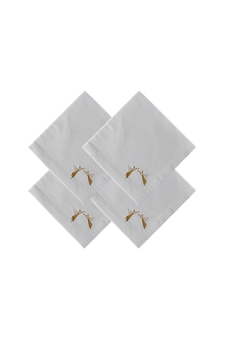 Set of 4 Embroidered Linen Napkins – Angels