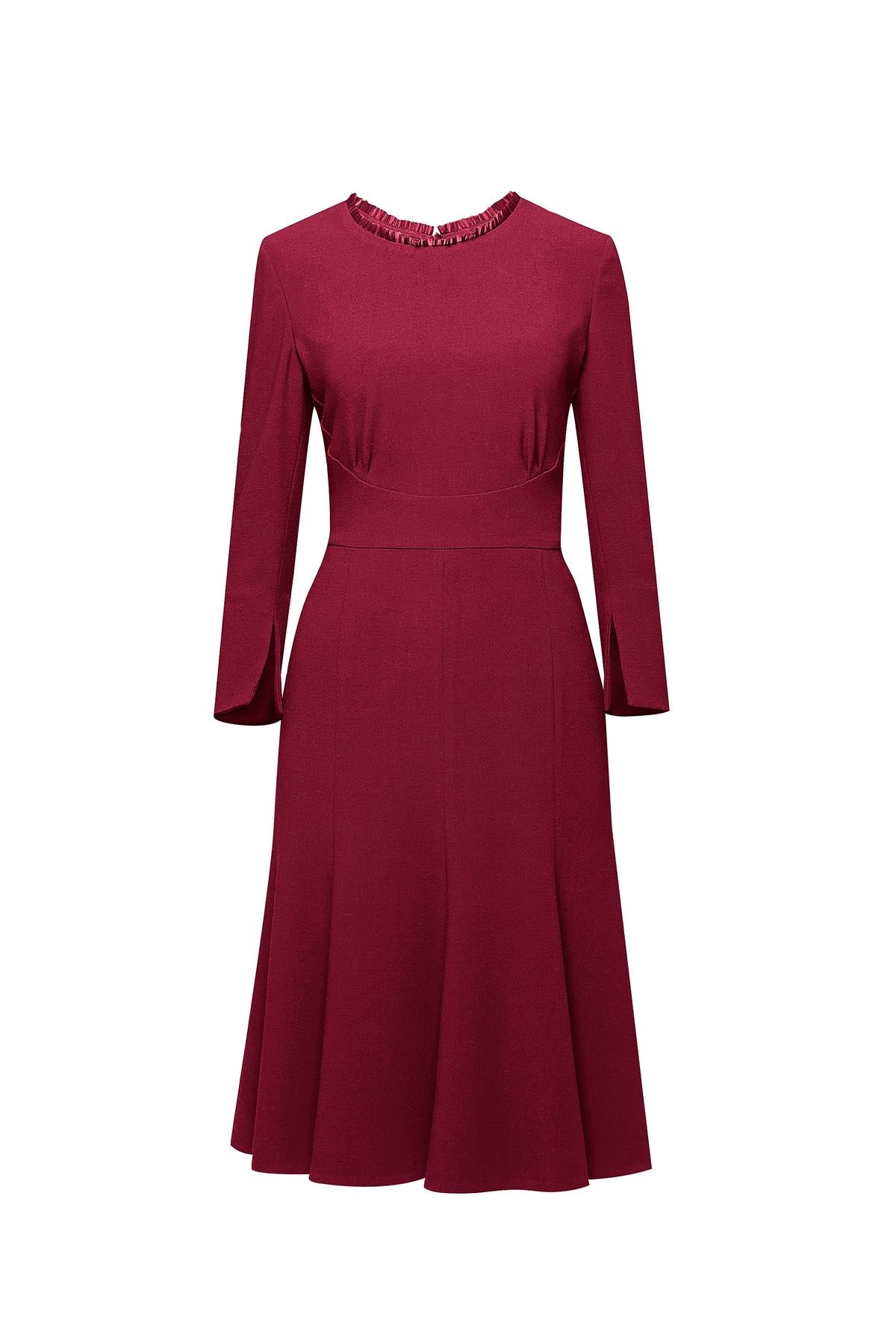 Burgundy Fluted Dress