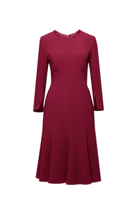 Burgundy Fluted Dress