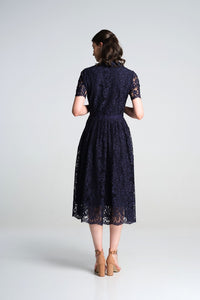 Double-breasted lace midi dress