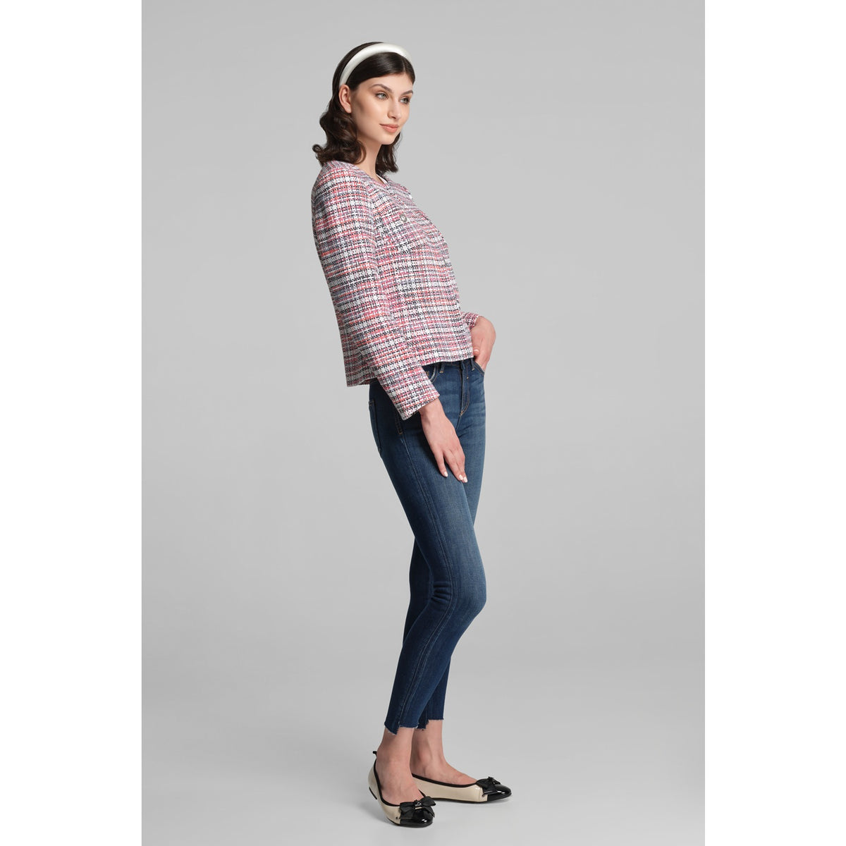 Tweed Jacket in Blue, Red and White