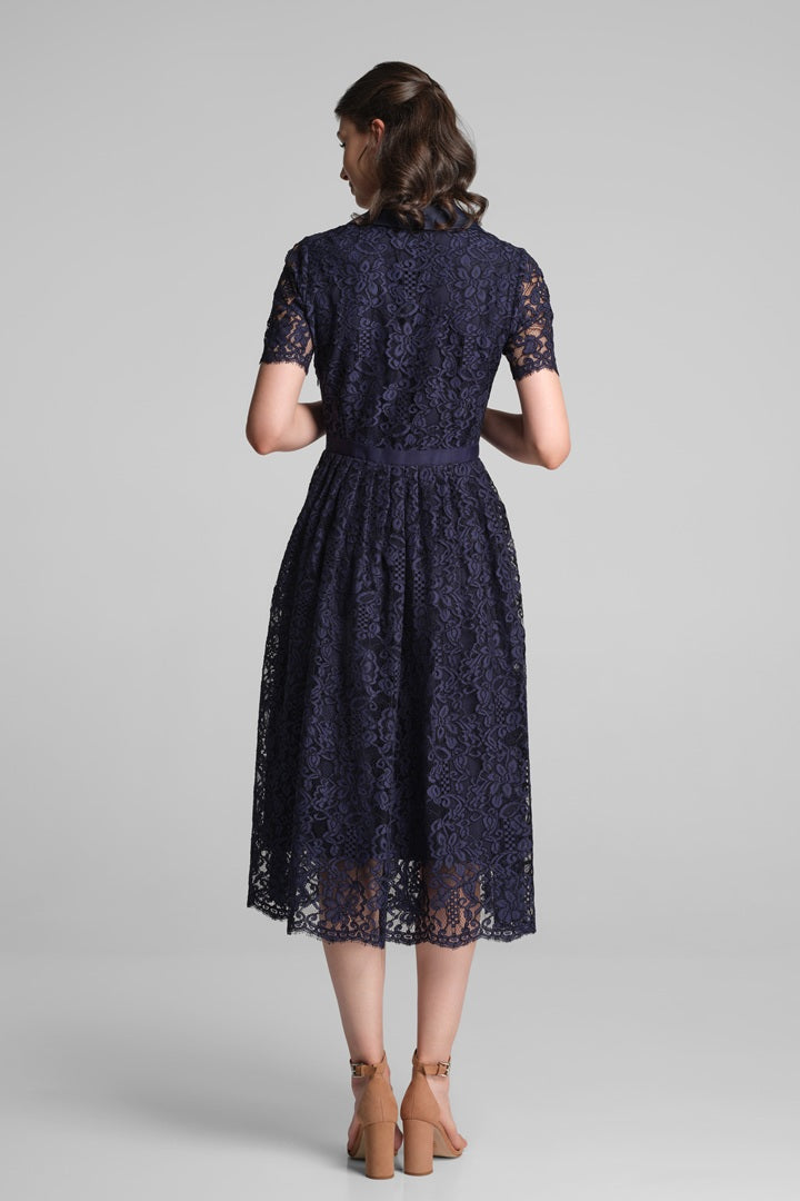 Double-breasted lace midi dress