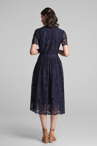Double-breasted lace midi dress