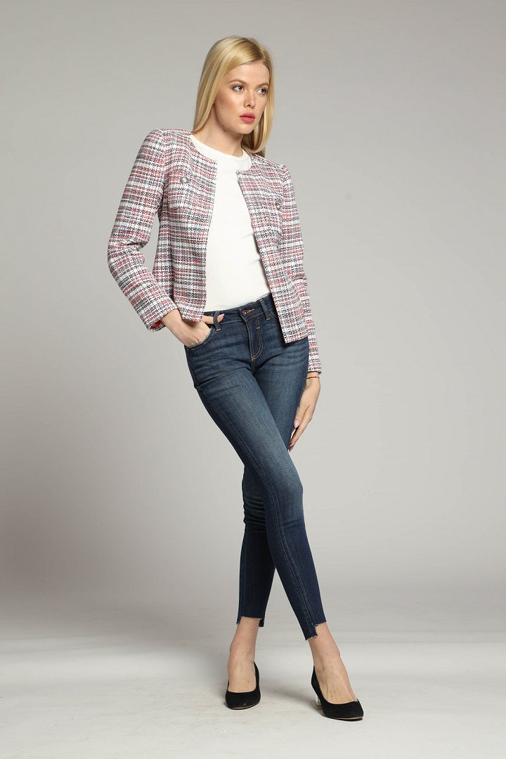 Tweed Jacket in Blue, Red and White