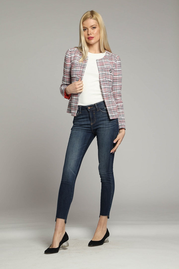 Tweed Jacket in Blue, Red and White