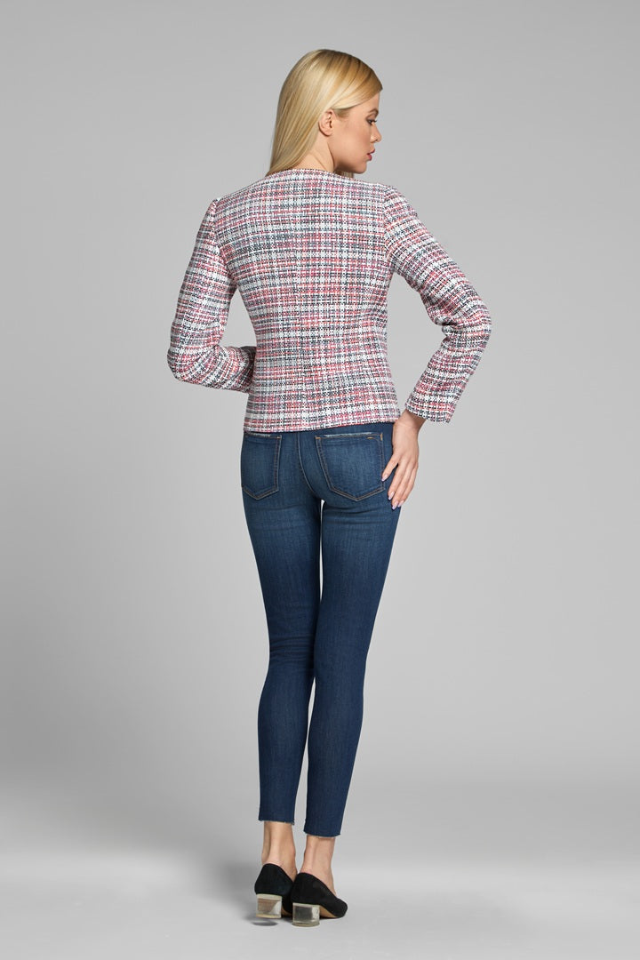 Tweed Jacket in Blue, Red and White