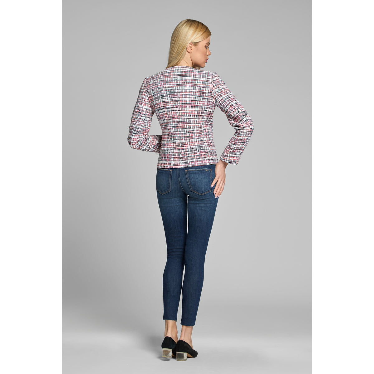 Tweed Jacket in Blue, Red and White