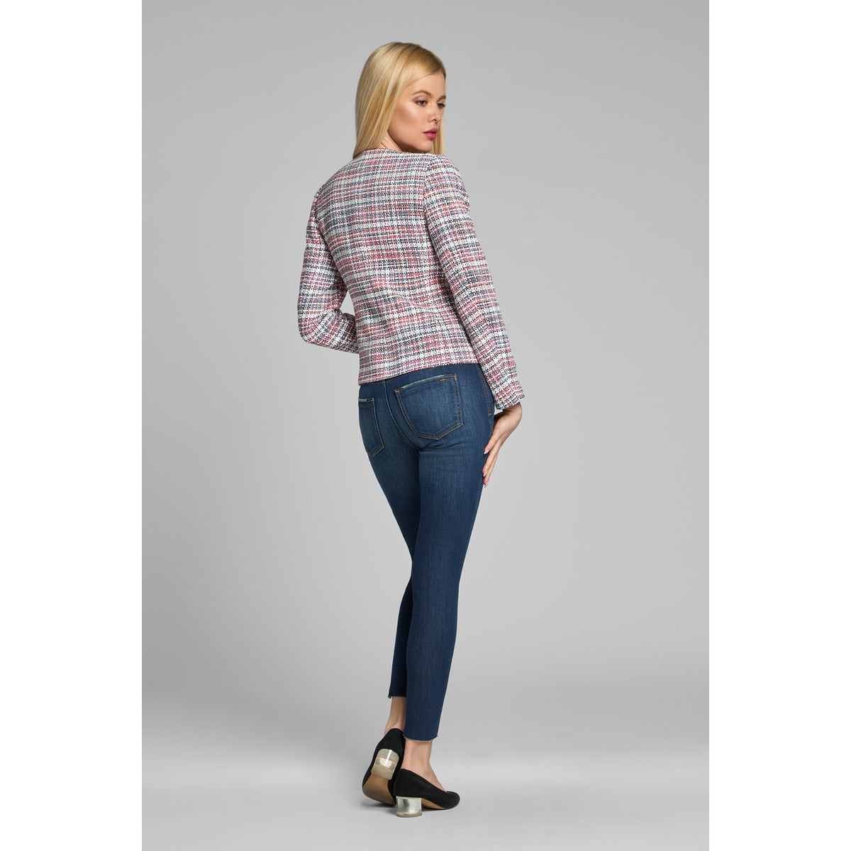 Tweed Jacket in Blue, Red and White