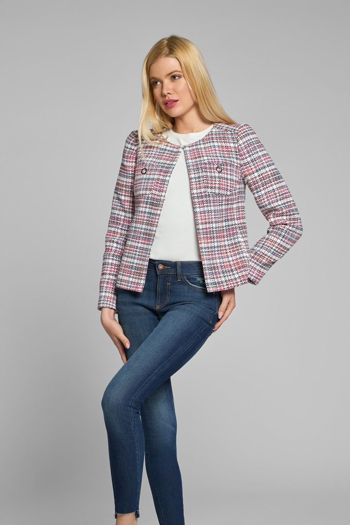 Tweed Jacket in Blue, Red and White