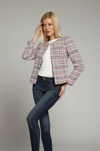 Tweed Jacket in Blue, Red and White