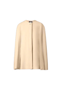 Wool and cashmere-blend cape coat in honey cream