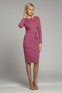 Soft Jersey Dress With Waistline Drapes in Dusky Pink