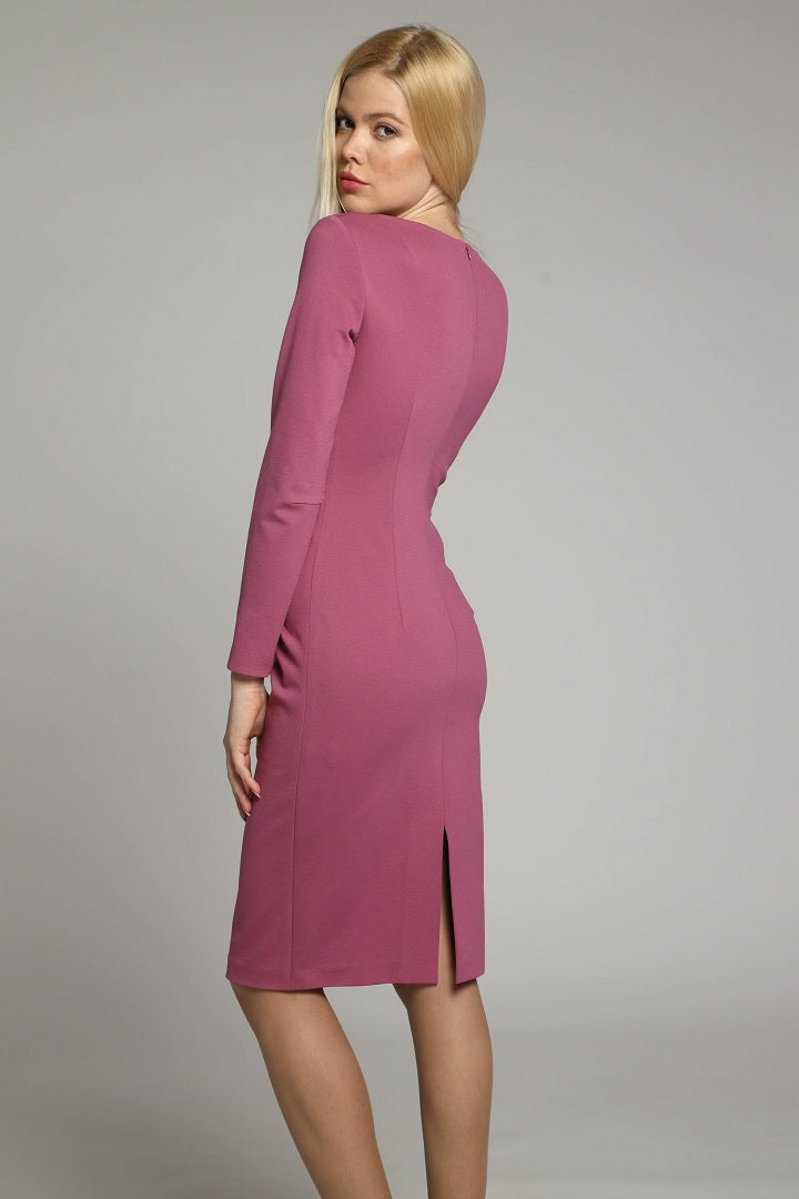 Soft Jersey Dress With Waistline Drapes in Dusky Pink